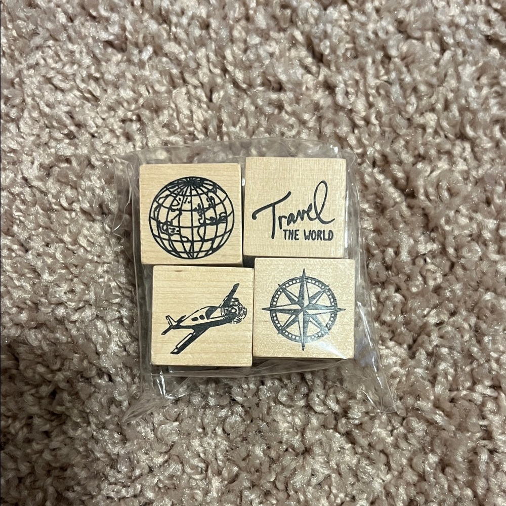 Travel Themed Wooden Stamps Set